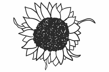 Sunflower, Flower, Digital Download, Clipart, Distressed Sunflower, Silhouette, flower, vector, sun, illustration, design, art, nature, floral, pattern, ornament, summer, decoratioのイラスト素材