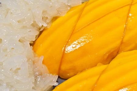 Sweet mango with sticky rice, Thai dessert.の写真素材