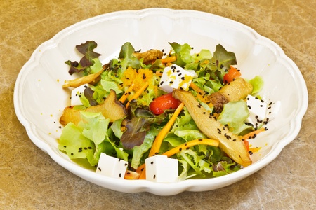 Fresh mixing tofu, erynggi, sesame and vegetable salad in Japanese style の写真素材