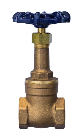 Bronze rising stem gate valve for sanitary, plumbing and cooling system isolated on white background の写真素材