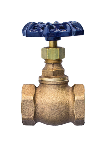 Bronze globe valve for sanitary, plumbing and cooling system isolated on white の写真素材