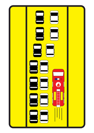 Traffic sign advise cars to give right lane to fire engine.のイラスト素材