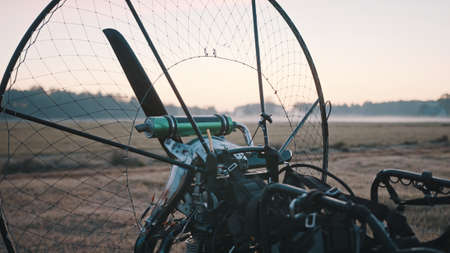 Propelers of a paramotor tandem, close up. High quality photoの写真素材
