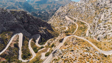 Road to Sa Calobra in Serra de Tramuntana - mountains in Mallorca, Spain. High quality photoの写真素材