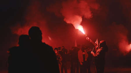 WARSAW, POLAND - 11.11.2020 - 102nd Anniversary of Polands independence day organized by ultra...
