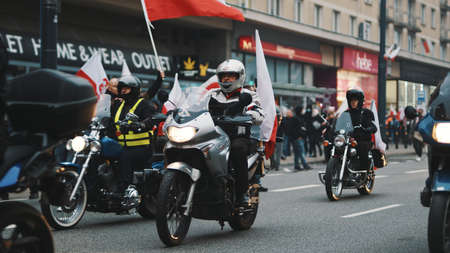 Warsaw, Poland 11.11.2020 - Independence day march on 102nd anniversary in Warsaw. . High quality photoのeditorial素材