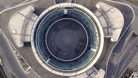 Warsaw, Poland 03.16.2020 - Top view of Metropolitan building at Plac Pilsudskiego Warsaw, Poland. Offices, Shopping centers, and buildings. The shot is taken during the daytime.のeditorial素材