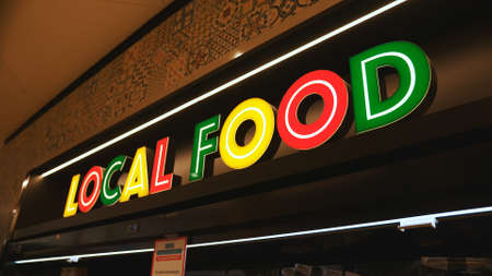 2021.08.18 Benidorm, Spain branded logo on the local food showcase panel. High-quality photoのeditorial素材