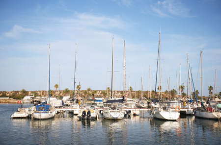 Docked ships at marine bay in a Spanish town. High-quality photoの写真素材