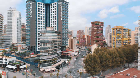a view of a Spanish city with tall buildings and its beauty. High-quality photoの写真素材