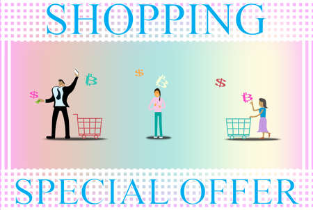 Illustration vector in concept people shopping online and business choice payment.のイラスト素材
