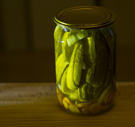 Jars with various pickled vegetables.の写真素材