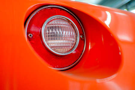 car brake light in red and white glassの写真素材