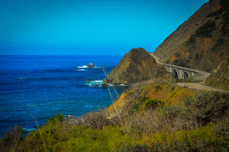 wide of the California coast from the Pacific Coast Highwayの写真素材