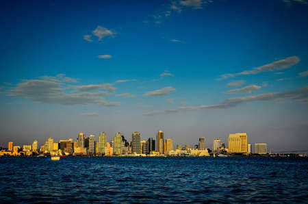 View from the bay of the San Diego skylineの写真素材