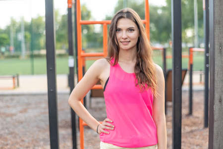 Portrait of a beautiful young sporty brunette girl