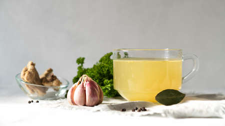Homemade turkey bone broth. Broth contain Collagen which is good for joints.の写真素材
