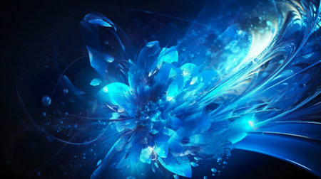 Abstract fractal light flower background. Digital splashes. Blue fantasy light.の素材