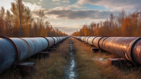 Natural gas pipeline. Gas pipes oil energy. Energy equipment. Fuel power technology. Safety valve in gas pipe industry. Supply of production with energy resources.の素材