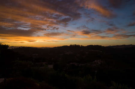 Beautiful sunset over Santa Rosa California hills.の写真素材