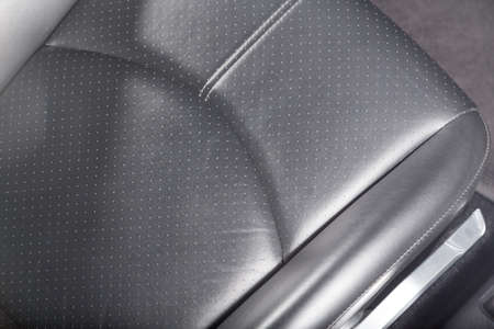 Black leather car seatの写真素材