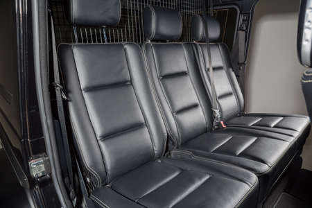 Close up of leather car seatsの写真素材