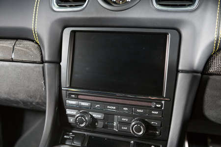 Shot of media screen in car interiorの写真素材