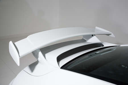 Isolated shot of rear spoiler on sports carの写真素材