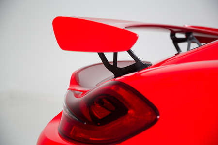 Close up of rear spoiler on sports carの写真素材