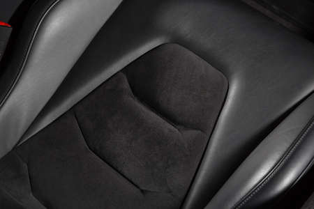 Close up of leather car seatの写真素材