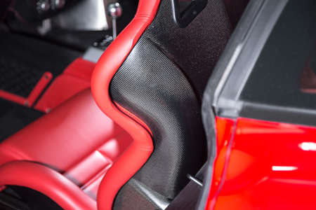 Detail shot of carbon fibre car seatの写真素材