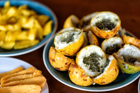 Maracujas on a plate