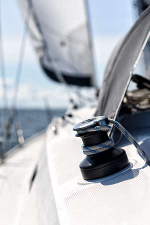 winch on the deck of a sailing yacht