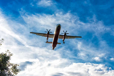 aircraft shortly before landing on the final approach to the airport