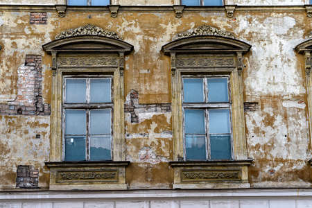 front of a building in Poland with the need for rconstructionの写真素材