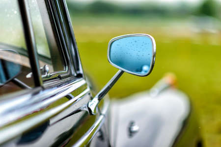 details of a classic car in a museumの写真素材