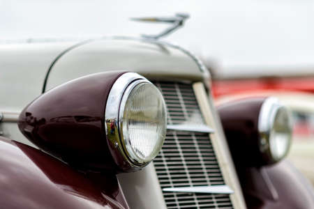 details of a classic car in a museumの写真素材