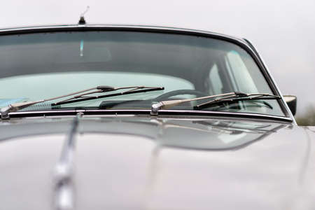 details of a classic car in a museumの写真素材