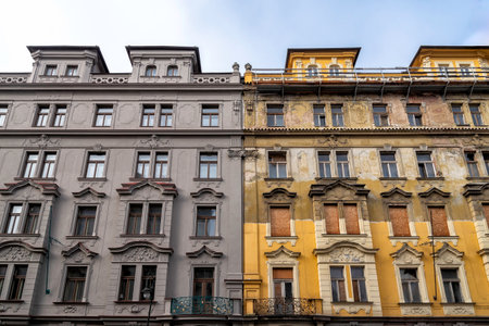 historical bulding under construction in the old town of Prague in the Czech Republicのeditorial素材