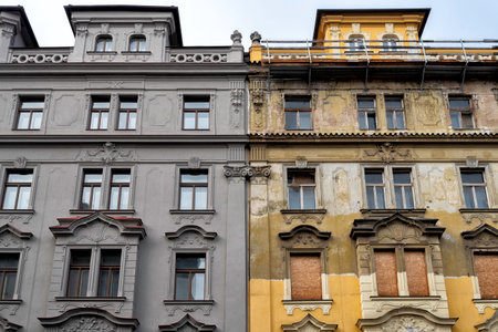 historical bulding under construction in the old town of Prague in the Czech Republicのeditorial素材