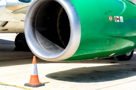 detail of a private jet parked at the airportの写真素材