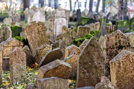 old jewish cemetery in eastern europeの写真素材
