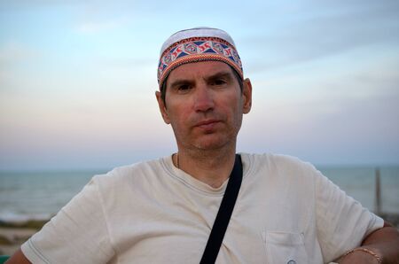 Portrait of a man on vacationの写真素材