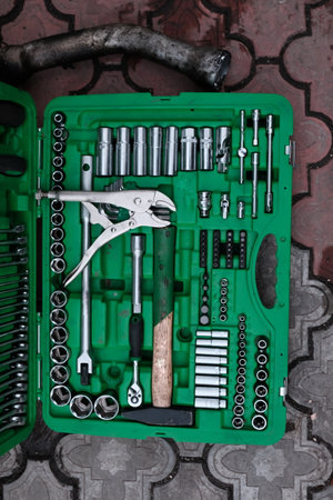 Various Tools in the Box Belt Wrenchesの写真素材