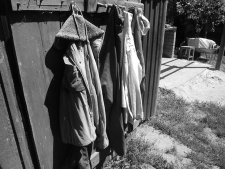 Work clothes in the yard of the house in the garage for work in the role, vegetable garden 1の写真素材