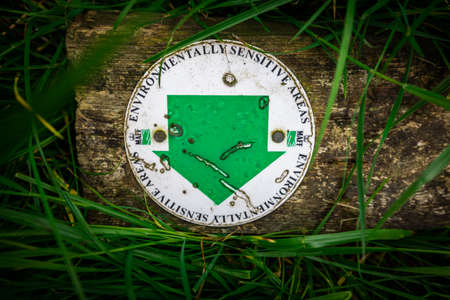 Environmentally sensitive areas sign in a fieldの写真素材