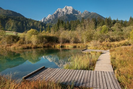 Spring of river Sava Dolinka in Triglav national park in Slovenia.の写真素材
