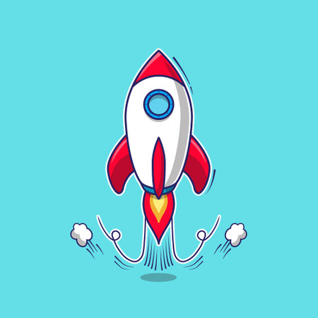 Cute cartoon rocket vector illustration icon. Vector illustration rocket with some color inside by Camhiuのイラスト素材