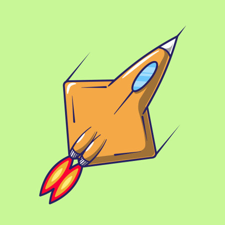 Cute cartoon rocket vector illustration icon with some color. can used for background, logo, flyer, banner, sticker and etc.のイラスト素材