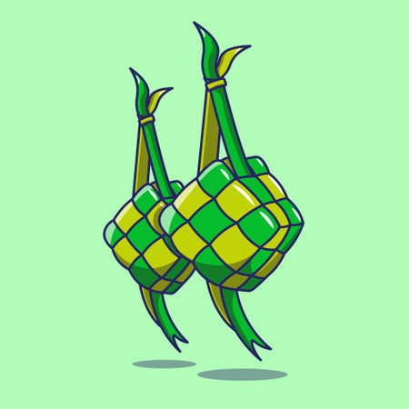 Vector illustrations of two ketupat icon. can used in many ways like flyer, banner, mock up and others on event eid adha or eid fitrのイラスト素材